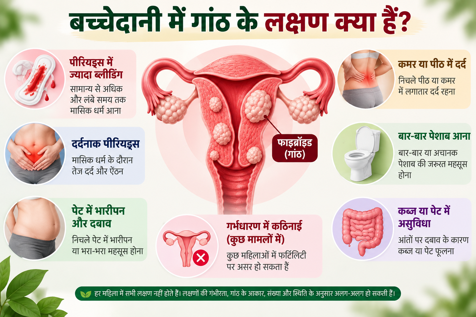 बच्चेदानी में गांठ के लक्षण क्या हैं?