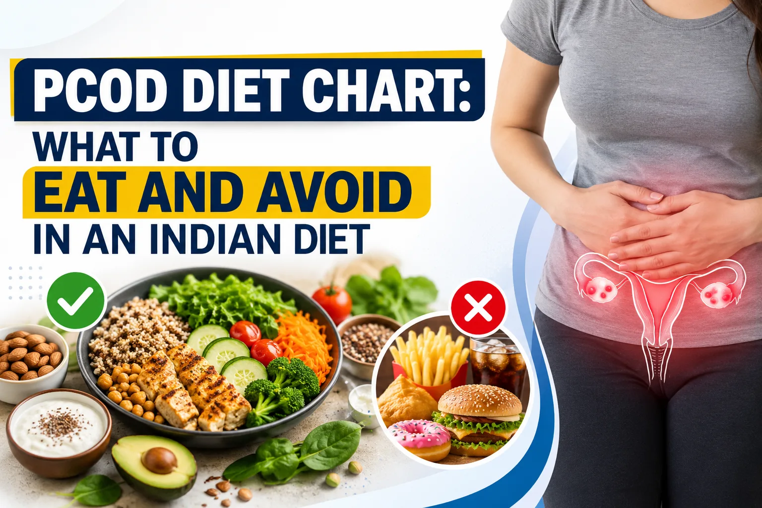 PCOD diet chart showing foods to eat and limit in an Indian diet